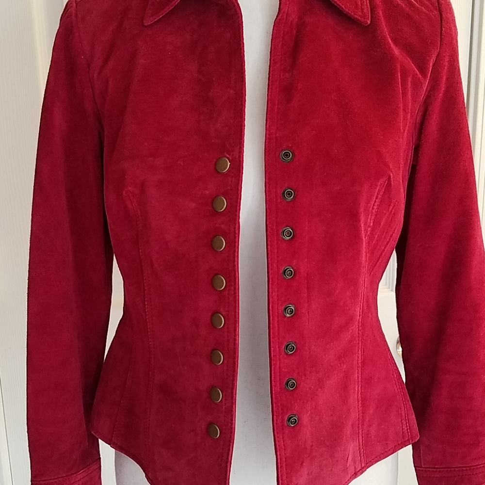 EUC Suede Coldwater Creek Red Leather Jacket  PXS - Picture 3 of 5